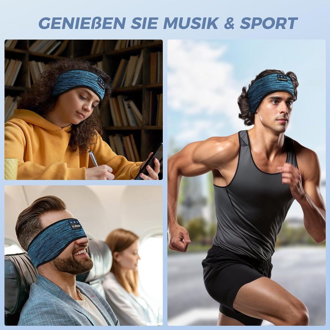 Schlafkopfhörer Bluetooth 5.4, Schlaf Stirnband Kopfhörer Headband Schlafmaske, Sportskopfhörer Musi