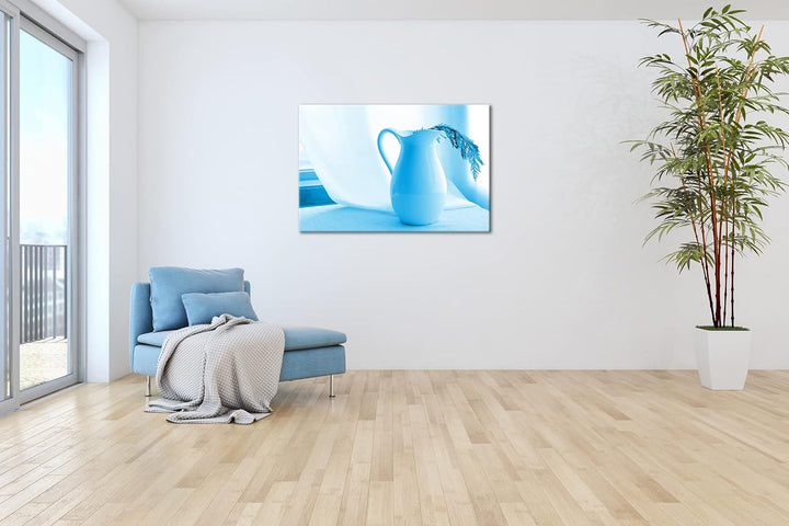 deyoli Stillleben einer weissen Vase Format 80x60 Effekt: Monocrome Blau als Leinwandbild, Motiv fer