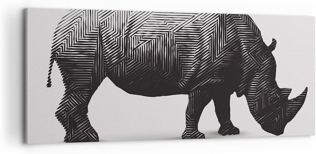 Wandbilder Dekoration Wohnzimmer Nashorn Tier Afrika Safari Panorama Bilder auf Leinwand 120x50cm Le