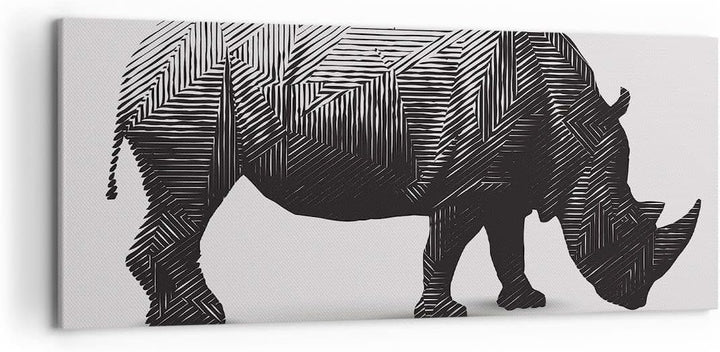 Wandbilder Dekoration Wohnzimmer Nashorn Tier Afrika Safari Panorama Bilder auf Leinwand 120x50cm Le