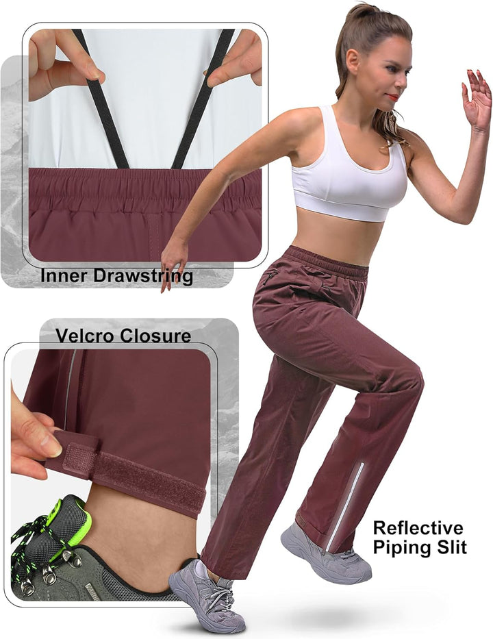 33,000ft Regenhose Damen Wasserdicht Atmungsaktiv Wanderhose Fahrrad Überziehhose Leichte Winddicht