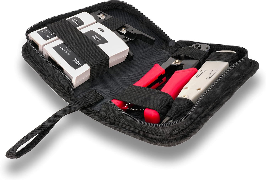 BIGtec Crimpzange RJ45 - Kabeltester Leitungs-Tester RJ 45 RJ11 RJ12 - LSA Anlegewerkzeug Auflegewer