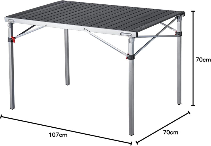 KingCamp Campingtisch Klapptisch Gartentisch Leichtgewicht für 4-6 Personen Silber Schwarz