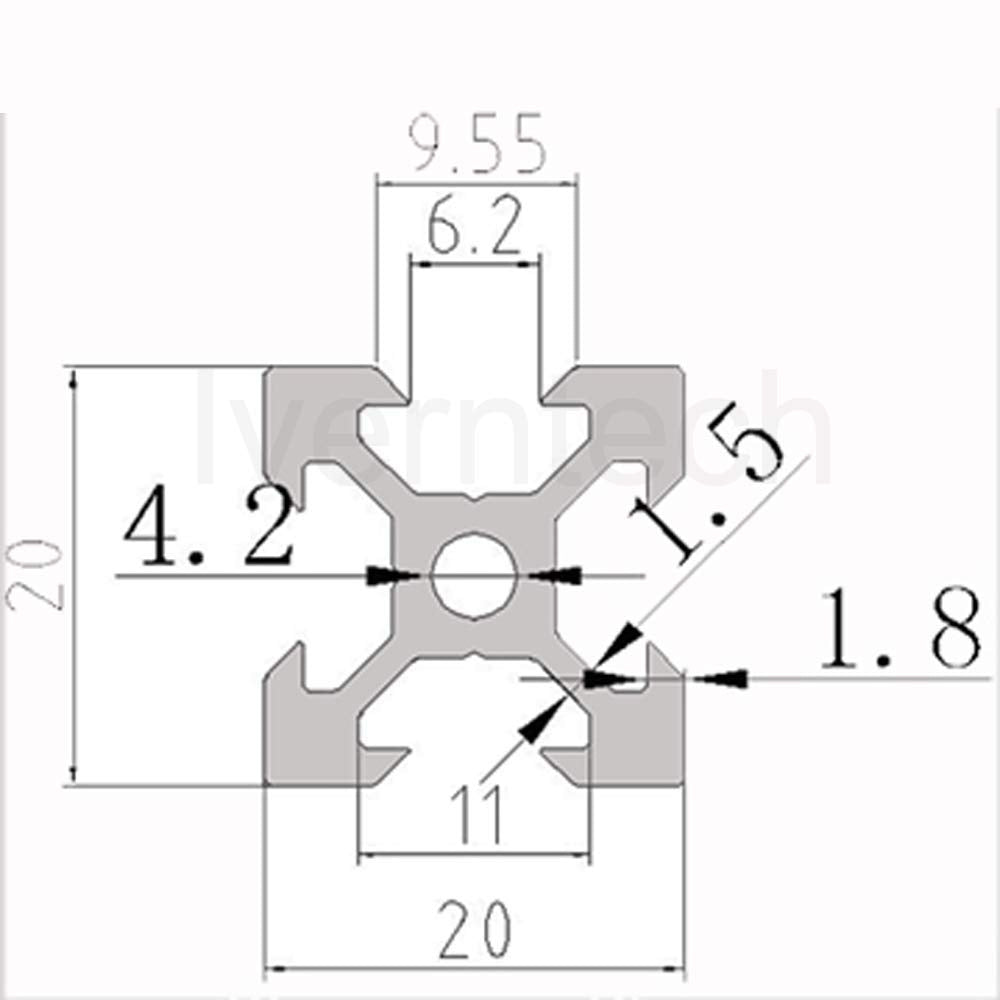 Iverntech 4 Stück 500 mm 2020 V Typ Schwarz Europäischer Standard Eloxierte Linearschiene Aluminiump