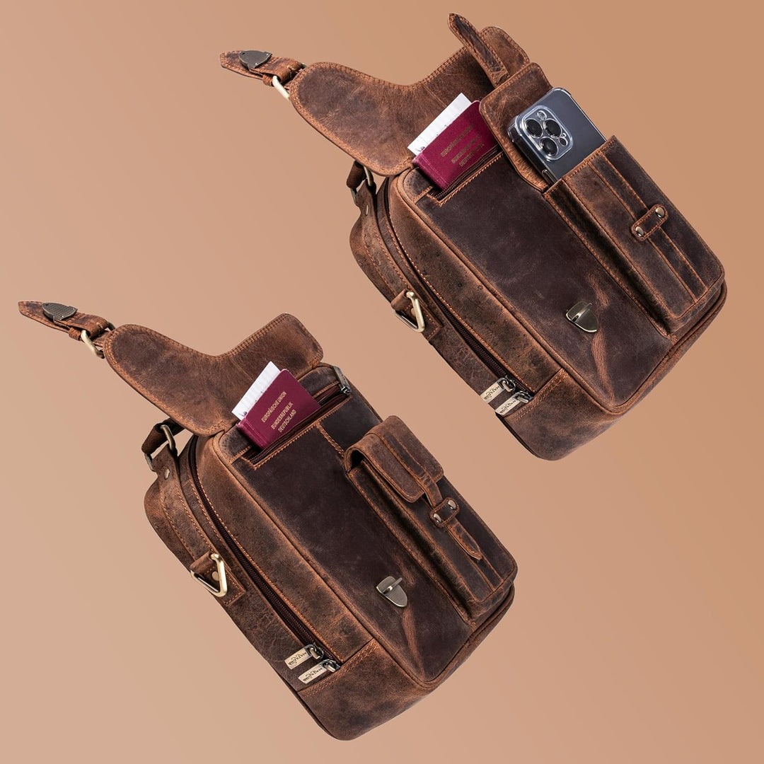 MATADOR Schultertasche Echt Leder Herren Hochwertige Arbeittasche Umhängetasche Ledertasche Tabletta