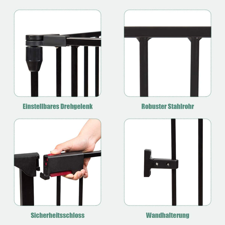 COSTWAY Baby Kaminschutzgitter klappbar, Laufgitter mit Sicherheitstür, Ofenschutzgitter inkl. Wandh
