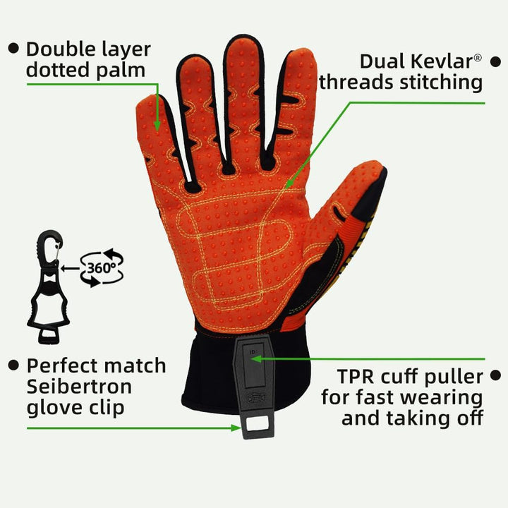 Seibertron High-Vis SDX2 Resistant Reducing Anti-Impact Mechanics Heavy Duty Safety Rescue Gloves CE