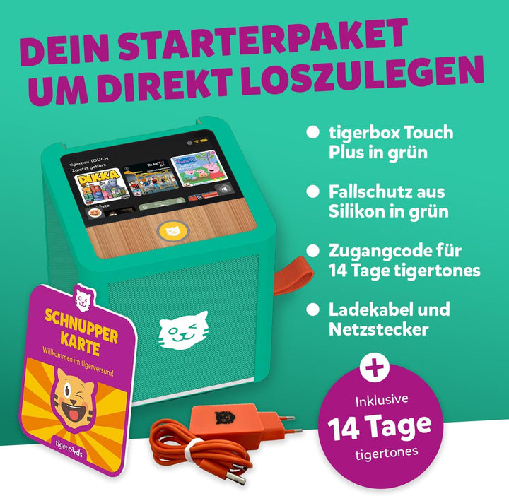 tigermedia tigerbox Touch Plus grün mit extra Langer Akkulaufzeit und Bluetooth Kopfhöreranschluss,