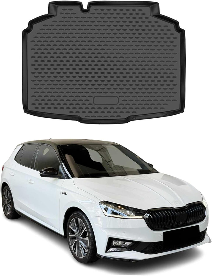 Kofferraumwanne Kofferraummatte kompatibel mit Skoda Fabia 2021-2023 Auto Gummi Schwarz