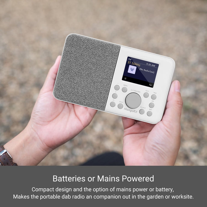 MangoKit MD3 DAB/DAB+ und UKW tragbares Digitalradio, Bluetooth-Lautsprecher, Kopfhörer, 40 voreinge