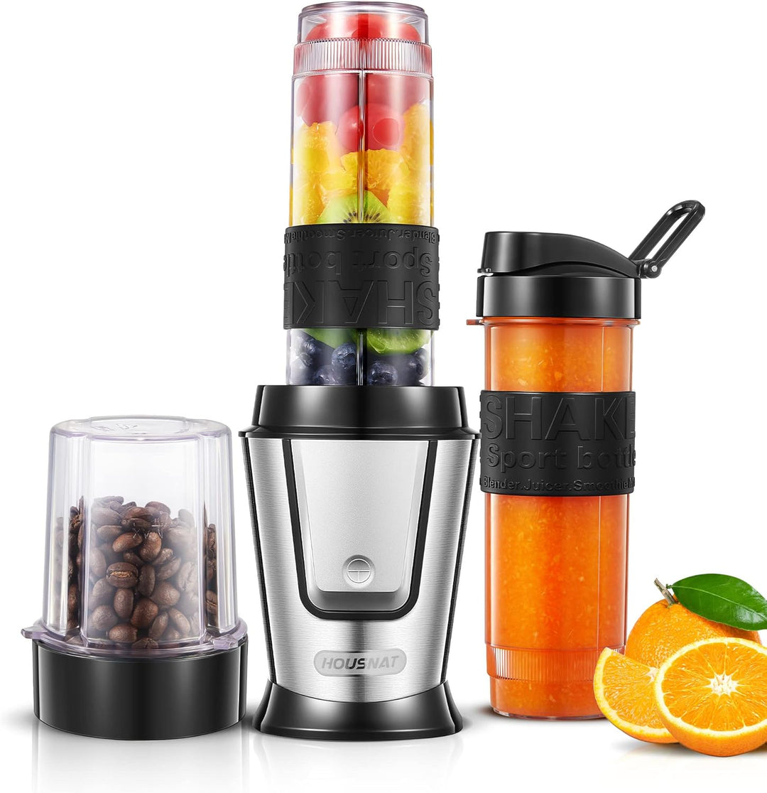 HOUSNAT Smoothie Maker To Go, 500W Standmixer Mixer Kaffeemühle 280ml, Blender Elektrisch mit 2 Trit