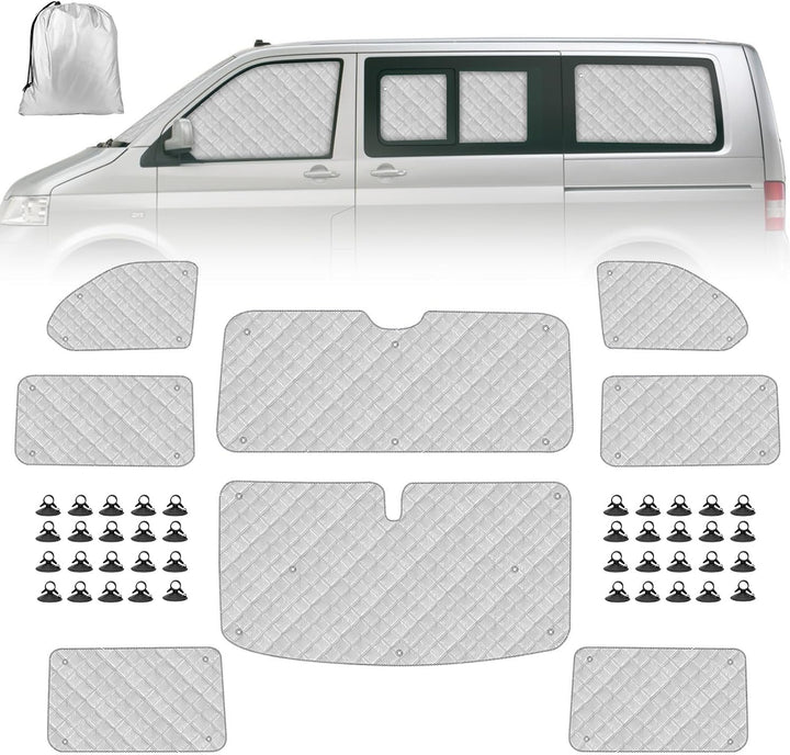 Sonnenschutz Auto Frontscheibe Ersatz für VW T5 T6, 8PCS Sonnenschutz Windschutzscheiben Schutz Set,