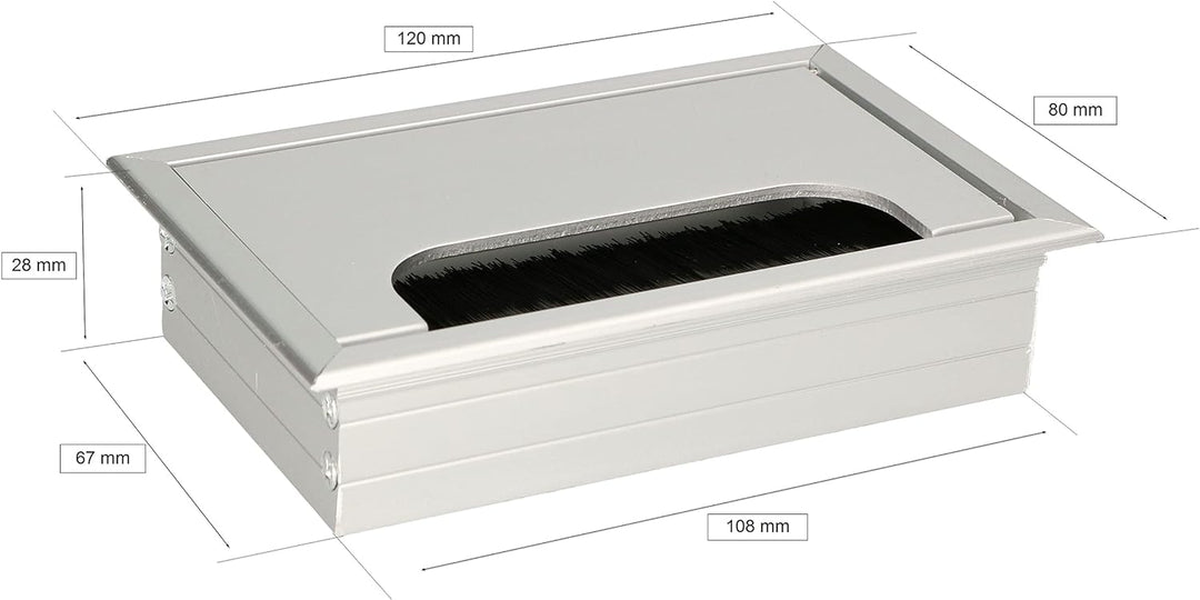 KOTARBAU® 2er Set Aluminium Kabeldurchführung 120x80 mm für Möbel Silber Kabeldose Kabeldurchlass Ec