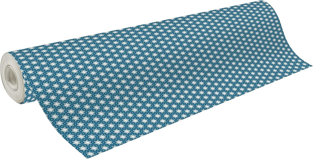 Clairefontaine 211925C - Rolle Geschenkpapier Alliance, 50m x 70cm, 60g, 1 Rolle, Flocken blau, Floc