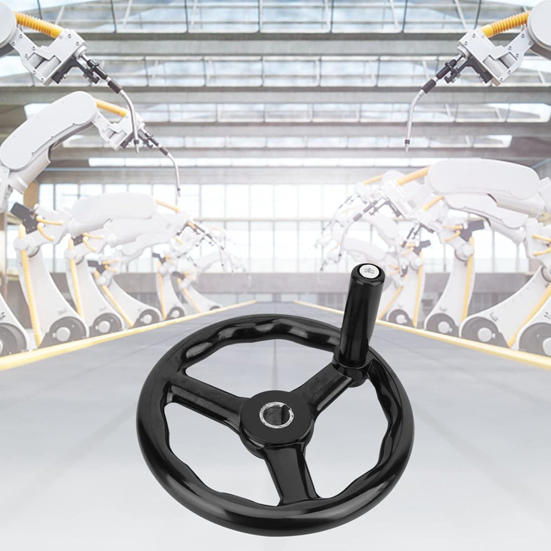 Garosa 200 * 18mm Handrad, Schwarz Anti-Rutsch-Bakelit 3-Speichen-Handrad mit Griff für Fräsmaschine