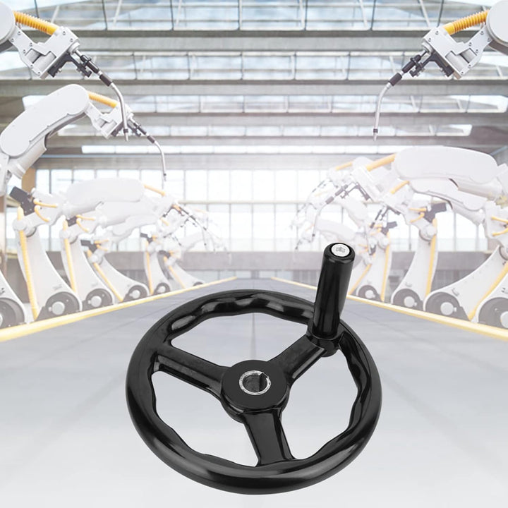 Garosa 200 * 18mm Handrad, Schwarz Anti-Rutsch-Bakelit 3-Speichen-Handrad mit Griff für Fräsmaschine