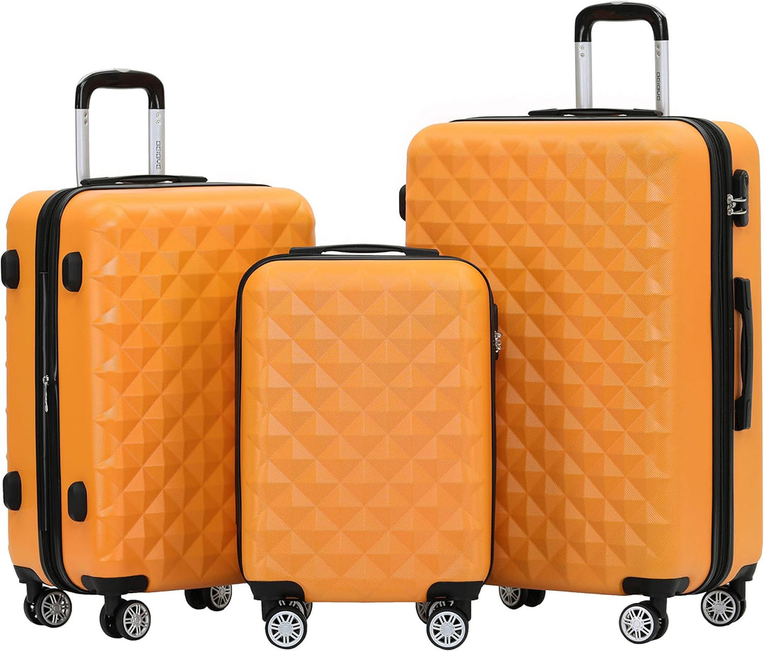 BEIBYE Zwillingsrollen 2066 Hartschale Trolley Koffer Reisekoffer Gepäck M-L-XL-Set (Orangen, Set) O