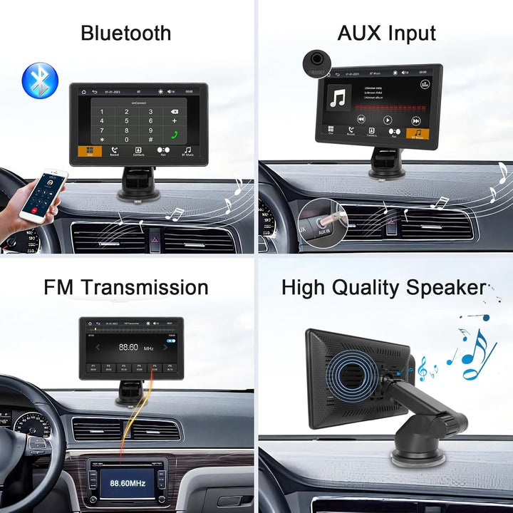 Hodozzy iOS Carplay Bildschirm fĂŒr Auto, Portable 7 Zoll Touch Screen Wireless Carplay und Android A
