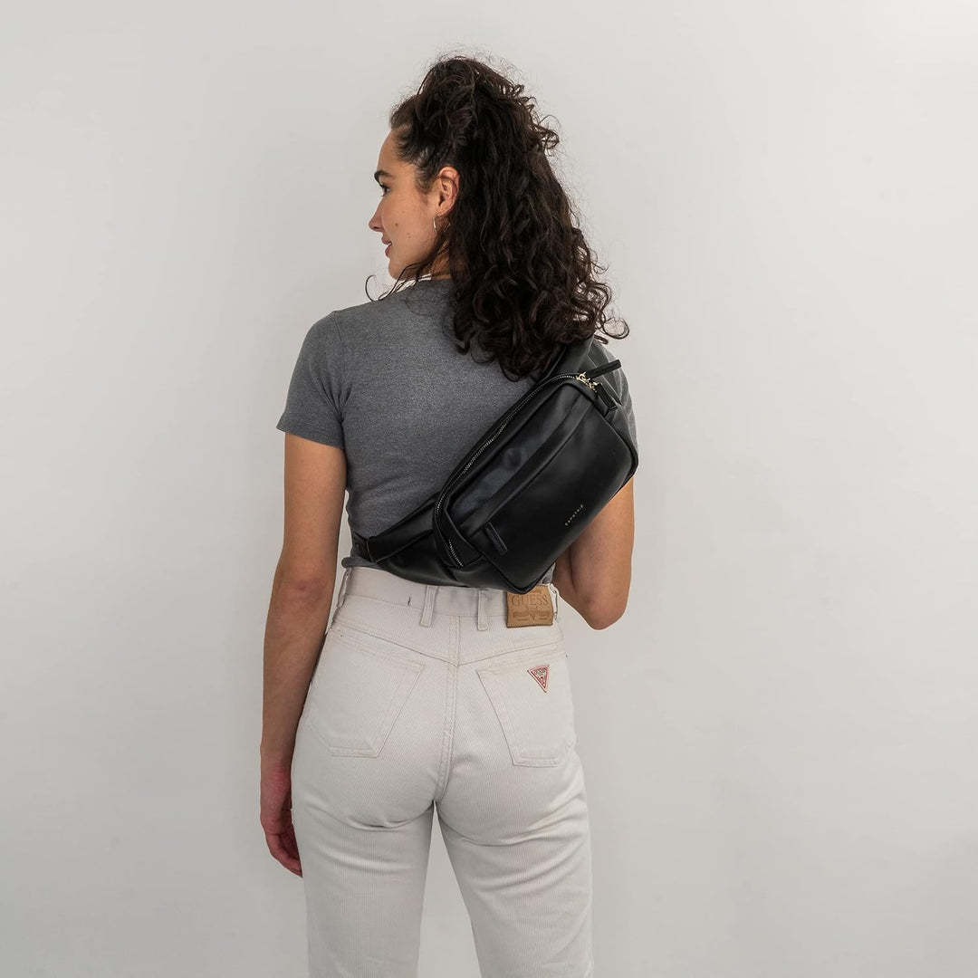 Expatrié Bauchtasche Damen Schwarz - Justine - Brusttasche für Reise, Festival & Sport - Stylische B