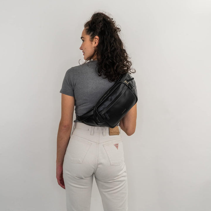 Expatrié Bauchtasche Damen Schwarz - Justine - Brusttasche für Reise, Festival & Sport - Stylische B