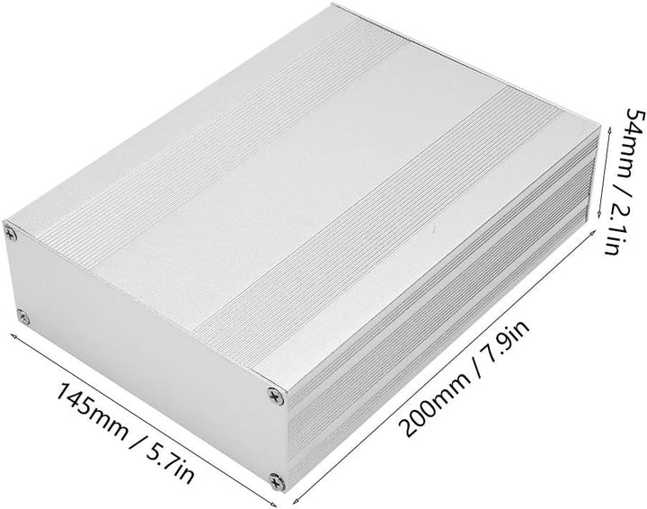 Aluminiumkasten PCB Instrumenten Kühlbox Electronic Project Case 54×145 ×200mm, Silber