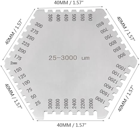 5 Stück Edelstahl-Nassfilmkamm 25-3000 um Dickenmessgerät mit Schwarzem Gehäuse, Zur Schichtdickenme