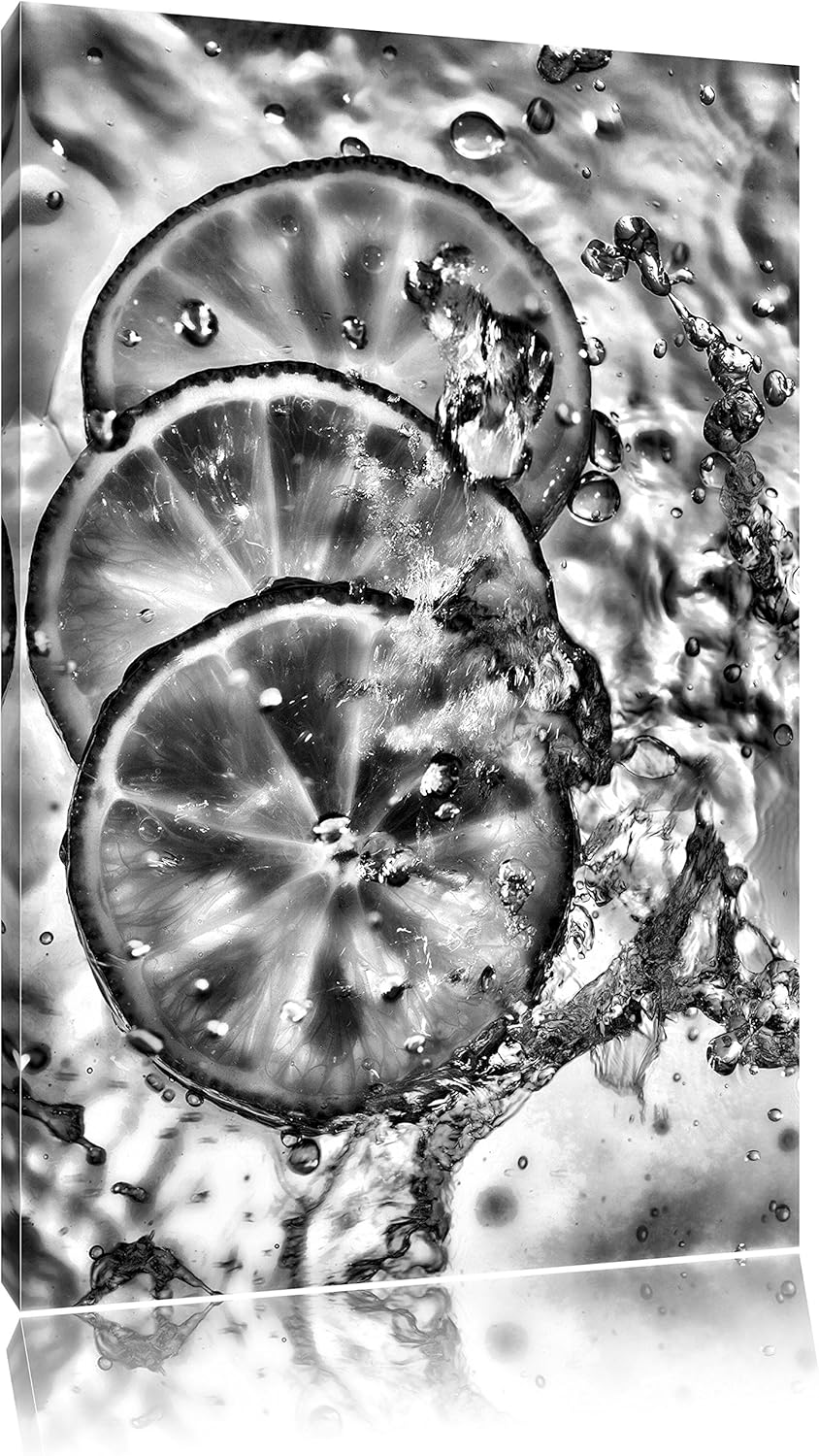 Pixxprint Zitrone fällt ins Wasser als Leinwandbild/Grösse: 100x70 / Wandbild/Kunstdruck/fertig besp