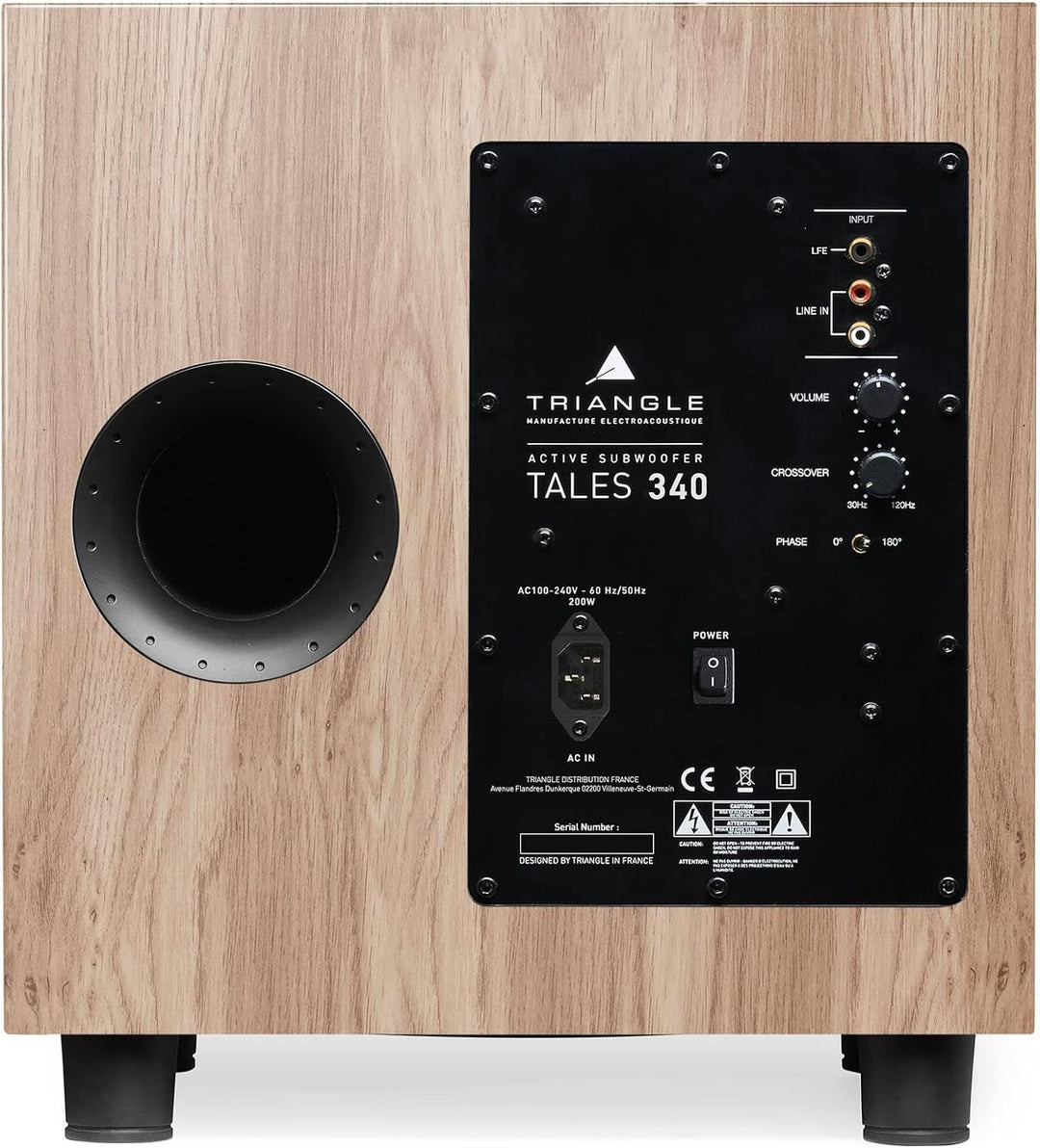 TRIANGLE – Tales 340 Subwoofer mit 200W Verstärker – Bassreflex – 25 cm Lautsprecher – Cinch/LFE-Ein