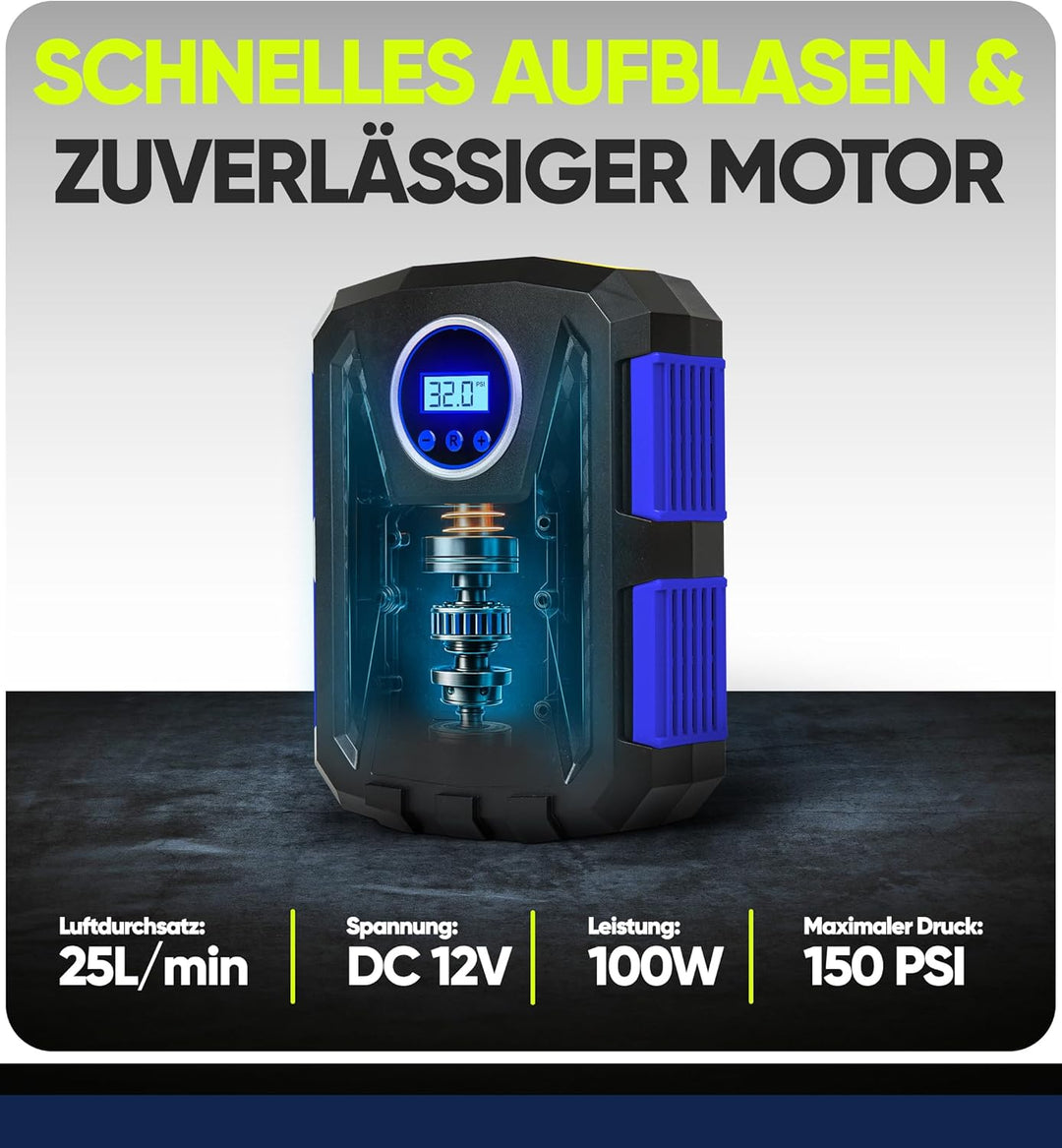 Fortem Tragbarer Kompressor Autoreifen, Kompressor Fahrrad, 12V Autoreifen Pumpe und Fahrradpumpe El