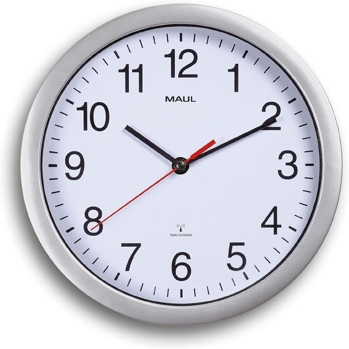 Maul Wanduhr MAULrun Ø 25 cm | stilvolle Funkuhr mit automatischer Zeiteinstellung | ideal für Wohnz