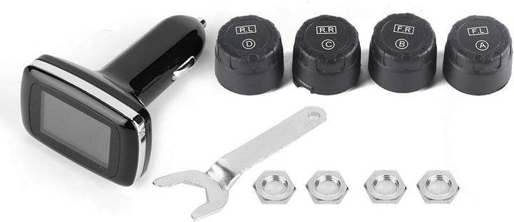 Terisass TPMS DC 12V Auto 433,92 MHz Reifendruckkontrollsystem Zigarettenanzünder-Display mit 4-TLG.