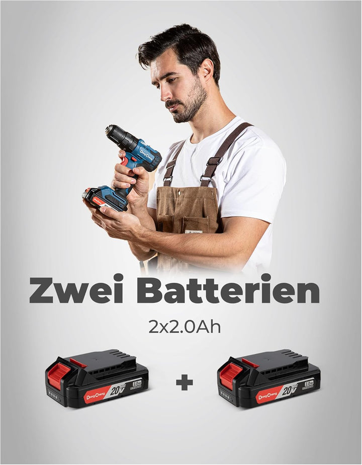 DongCheng Akku-Schlagbohrschrauber 18V, 50Nm, bürstenlose Schlagbohrmaschine, 20+1+1 Drehmomentstufe