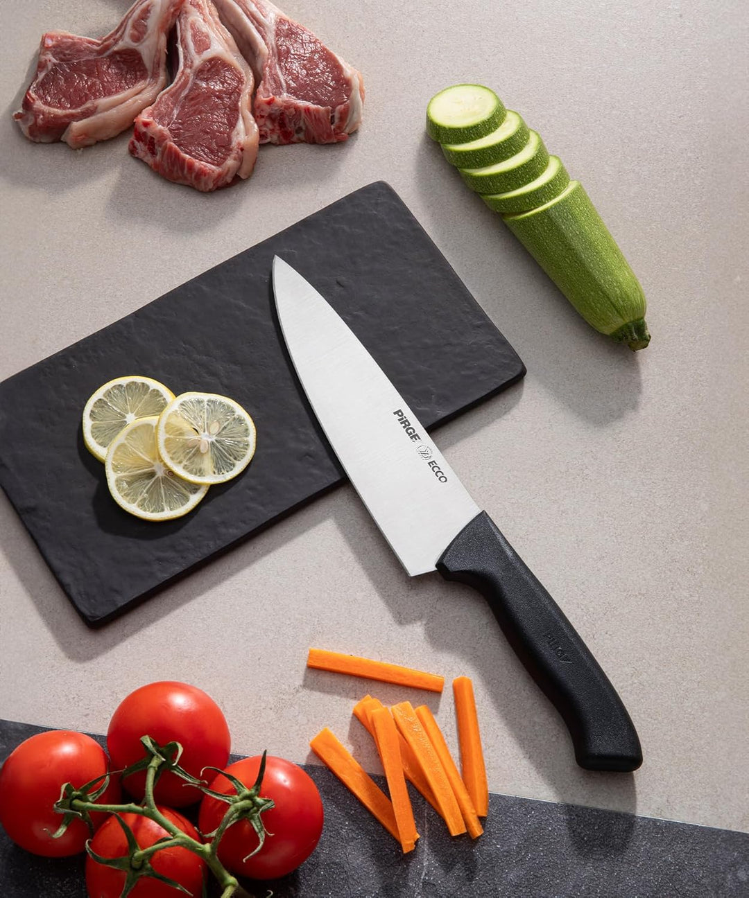 Pirge Ecco Starter Set Profi Messerset mit Tasche 4 Stück - Profi Kochmesser Set - Edelstahl Profi K