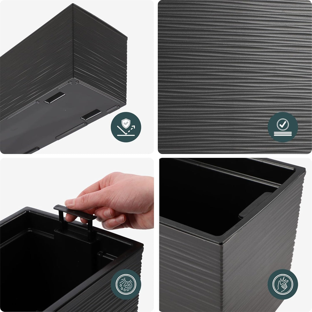 KADAX Blumenkasten aus Kunststoff, 18,5x56 cm, Pflanzkasten mit Einsatz, wetterfester Balkonkasten,