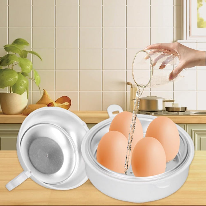 Lwuey Mikrowellen Eierkocher, Micro Eierkocher Für 4 Eier Kunststoff Aluminium Huhn Hausgebrauch Ges