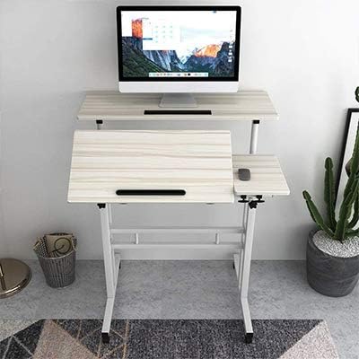 sogesfurniture höhenverstellbar Computertisch Laptoptisch mit Rollen, Mobiler Schreibtisch PC Tisch