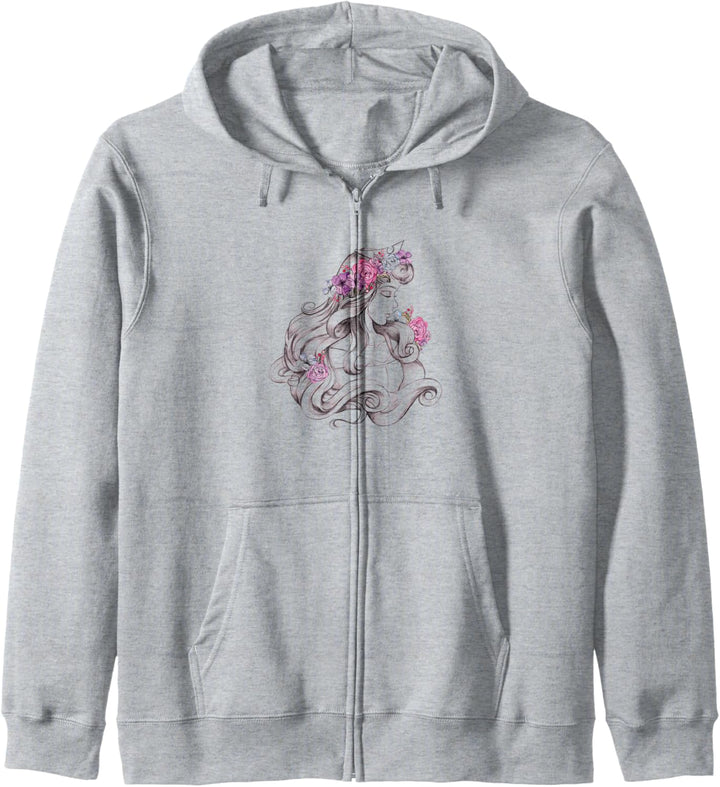 Disney Sleeping Beauty Aurora Floral Sketched Portrait Kapuzenjacke
