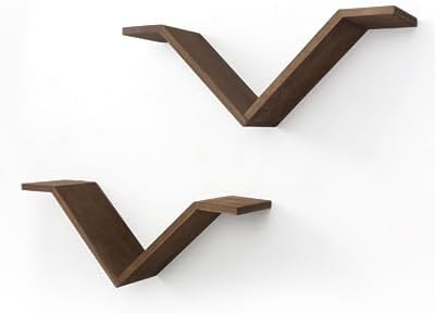 Mazjoaru Bücherregal Wandregal Holz 2er Set Wildgans-förmiges Design Schweberegale Modern V-Form Wan