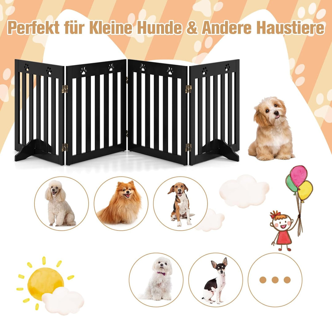 COSTWAY Absperrgitter Hunde, Schutzgitter Holz, Kindergitter klappbar, Treppengitter 60cm Hoch, Hund