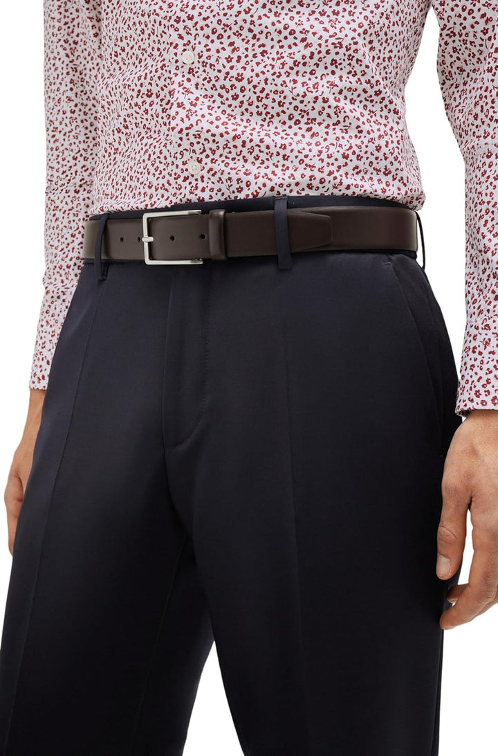 BOSS Herren Erman-L Sz35 In Italien gefertigter Ledergürtel mit Logo-Gravur auf der Schliesse 80 Dun