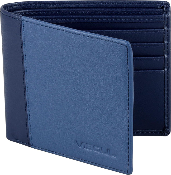 VISOUL Echt Leder Geldbörse Herren mit RFID Schutz Portemonnaie Gross mit Münzfach 8 Fächer Echtlede