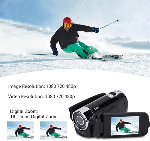 Goshyda Digitaler Camcorder, tragbar 2,7 Zoll 270 ° Drehung 16-fache Digitalzoom-Video-DV-Kamera für