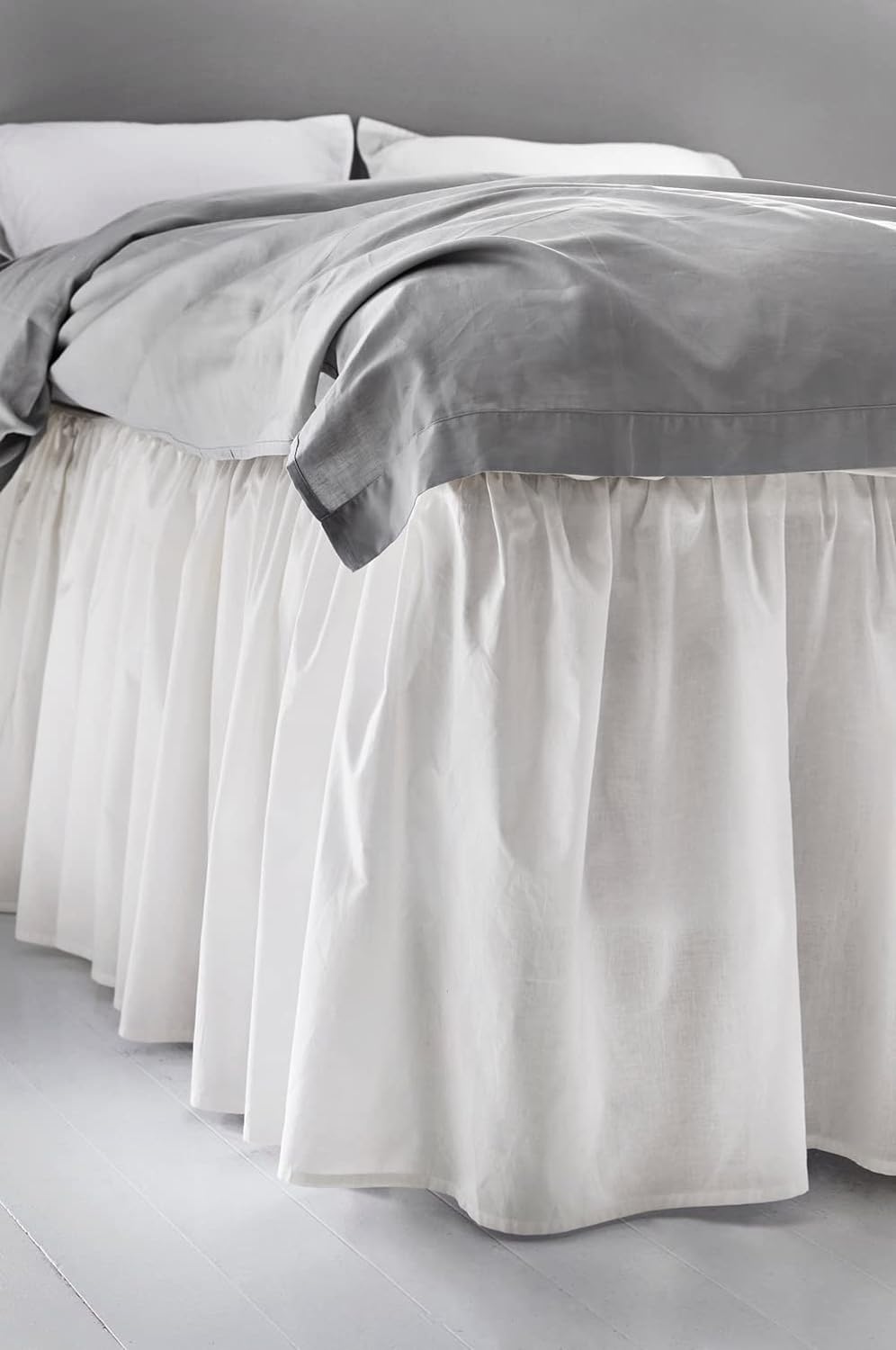 Jotex Zack Volant Betthusse - 100% hochwertige Bio-Baumwolle Bettrock, Höhe 60 cm - Weiss, 90 x 200