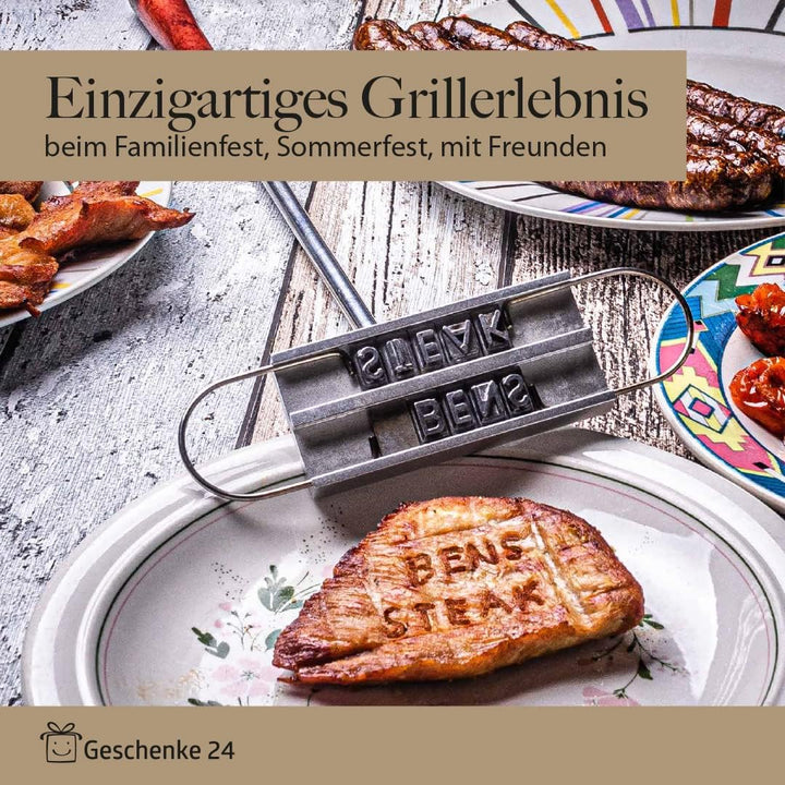 Geschenke 24 Grillbrandeisen mit Wechselbuchstaben zum Grillen | Perfektes Grill Zubehör | Mitbrings