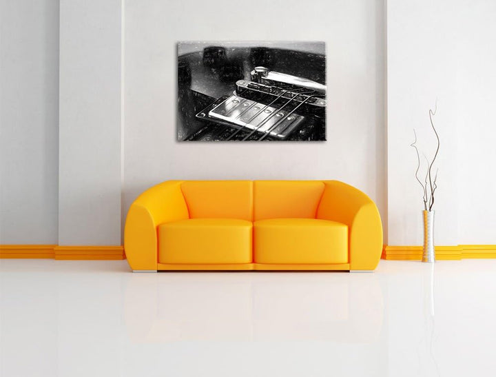 Gitarre Kohle Effekt, Format: 100x70 auf Leinwand, XXL riesige Bilder fertig gerahmt mit Keilrahmen,