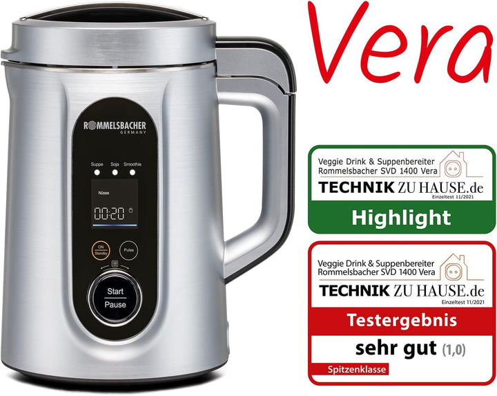 ROMMELSBACHER Veggie Drink & Suppen Bereiter SVD 1400 - Kochen, zerkleinern, pürieren, 9 Programme,