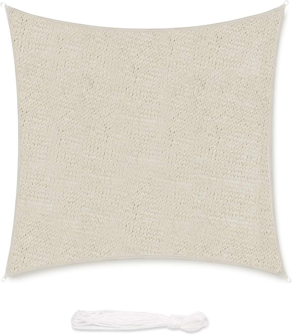 Sekey Sonnensegel 2x2m, Sonnenschutz, Quadratisch HDPE-Kunststoff, Winddicht Wasserdurchlässig UV-be