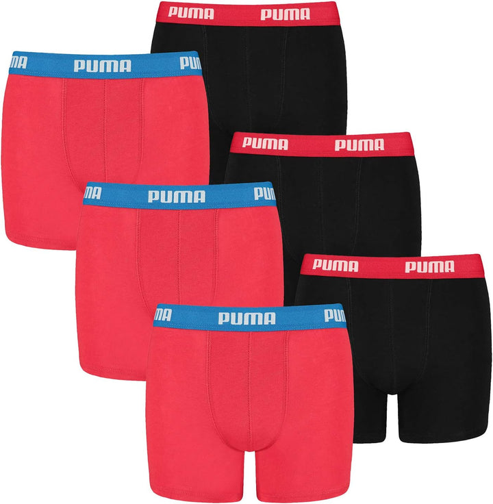 PUMA Boxer Boxershorts Men Herren Everyday Unterhose Unterwäsche 6er Pack 786 - Red / Black S, 786 -