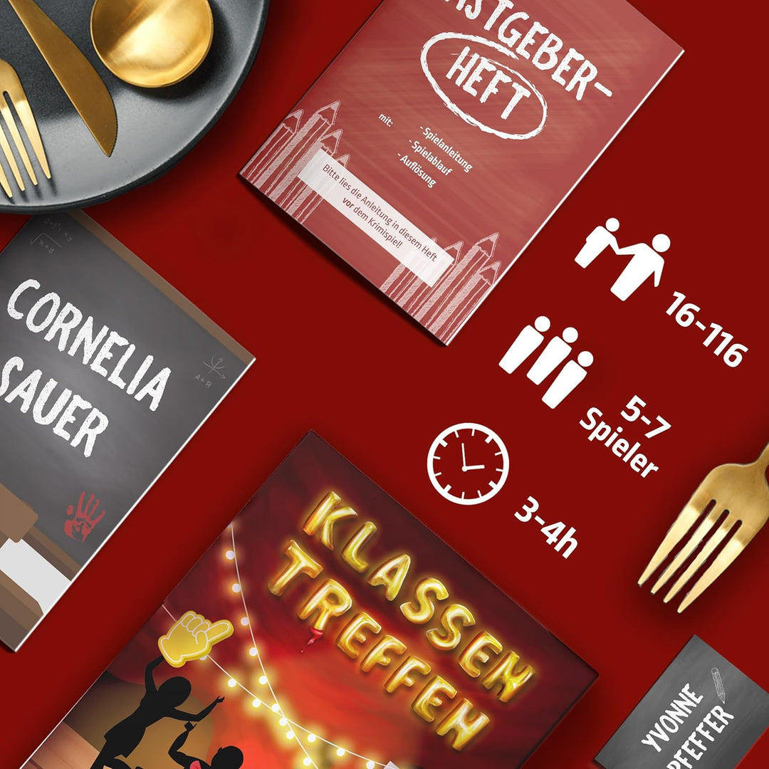 MORD bei Tisch Krimidinner für Zuhause - 5 bis 7 Personen - Der Klassentreffen Fall - Das Krimi Spie