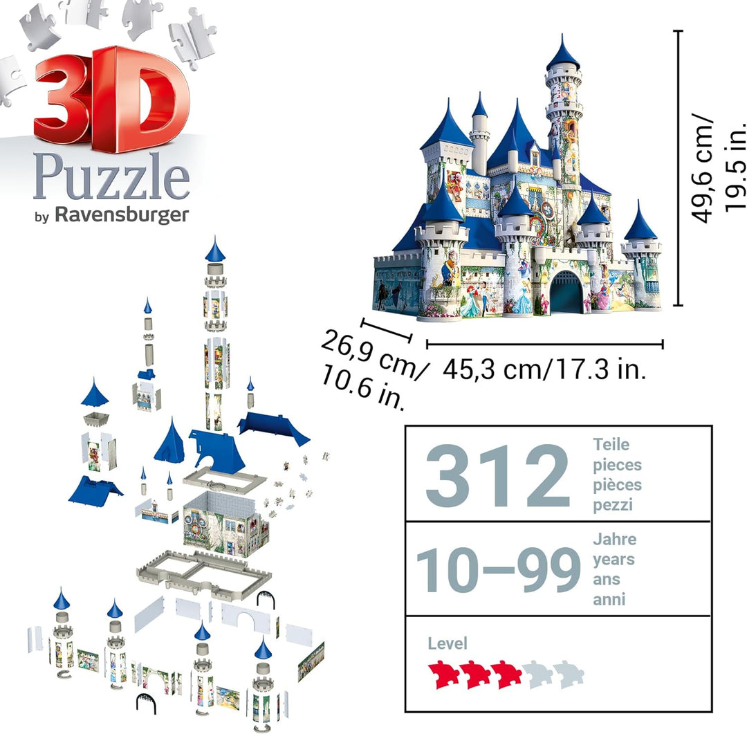 Ravensburger 3D Puzzle 12587 - Disney Schloss - 216 Teile - Für alle Disney Fans ab 10 Jahren